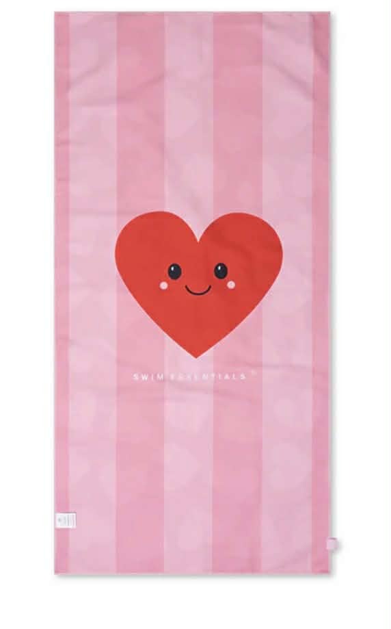 Strandlaken Microvezel- Rood- Heart - 135 x 65 cm